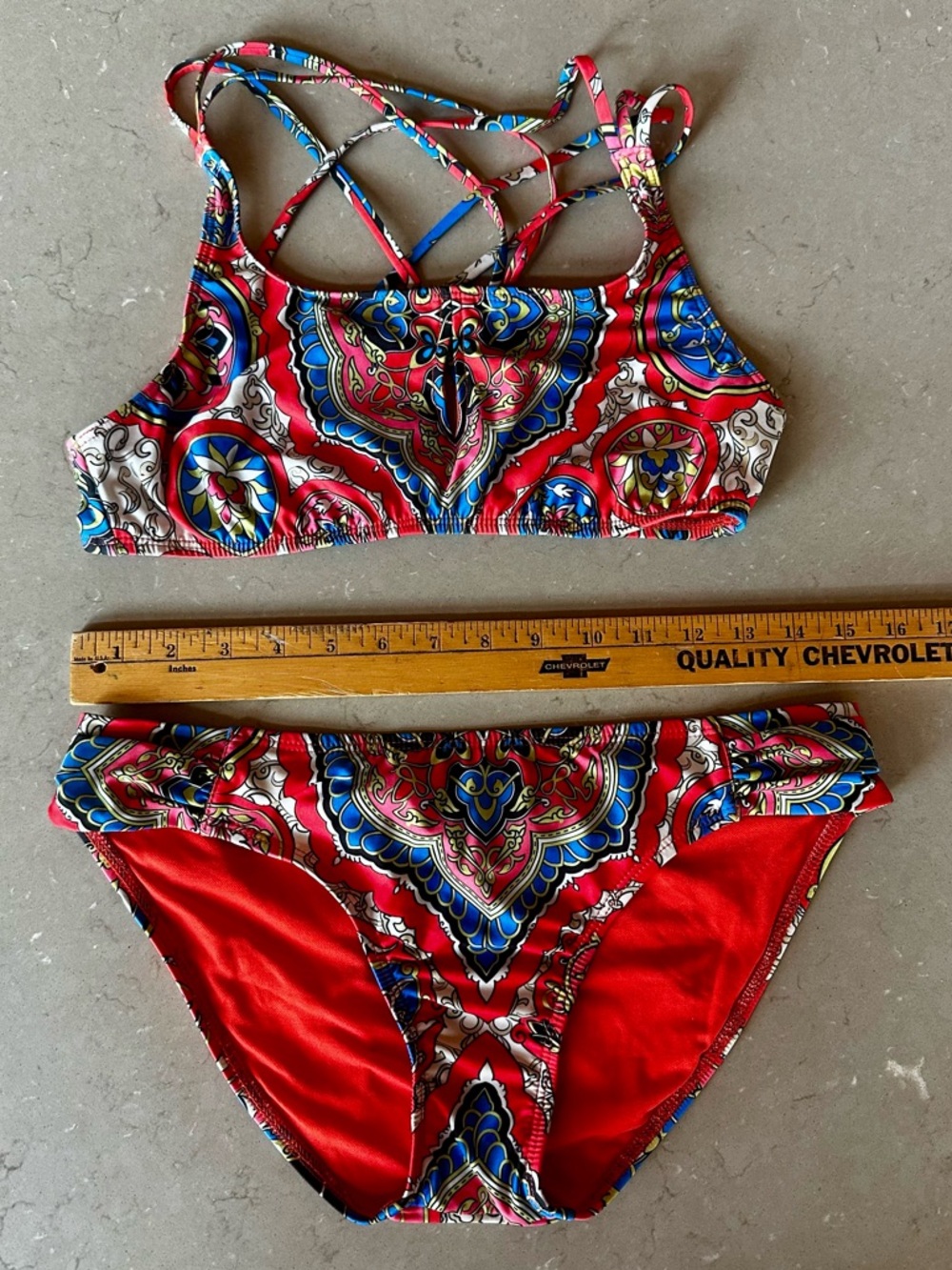 Lucky Brand Bikini Mixed Size L Top & M Bottom Excellent Boho Print  Swimsuit